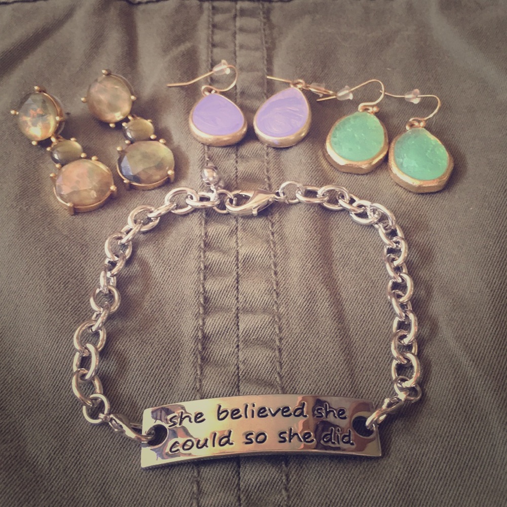 Lot of 3 Earrings and a bracelet